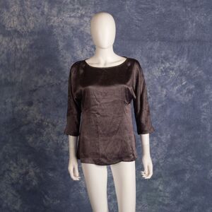 Trina Turk Women's Top Blouse 100% Silk Gray Purple Geometric Sz S